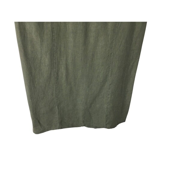 Flax Skirt Women's Size Small Green 100% Linen Stretch Pockets Knee Length - Picture 3 of 6
